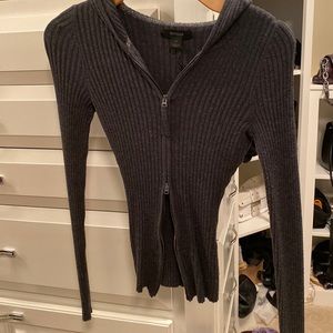 charcoal grey hooded cardigan